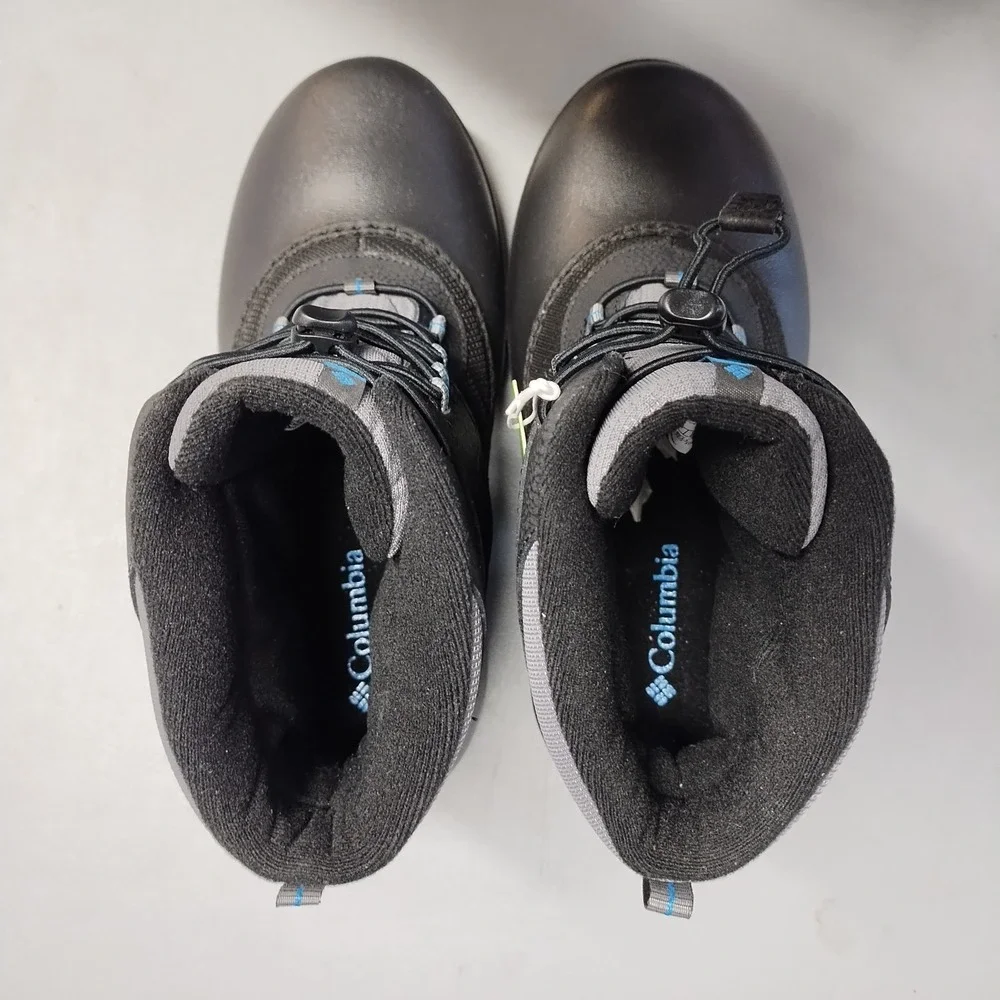 Columbia Rope Tow III Snow Boots Youth Size 7 Black Gray Waterproof BY1322-010